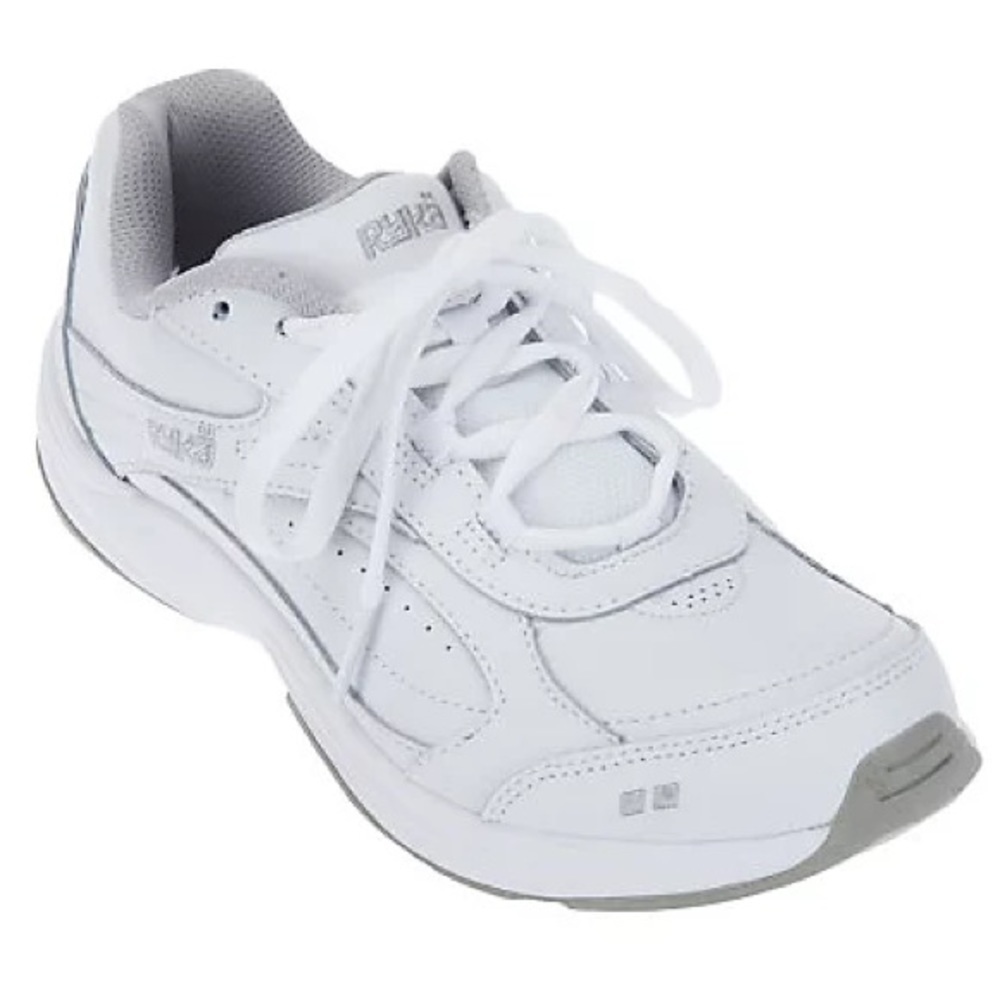 Ryka Metro Leather Lace Up Walking Sneakers White Comfort Sz 11